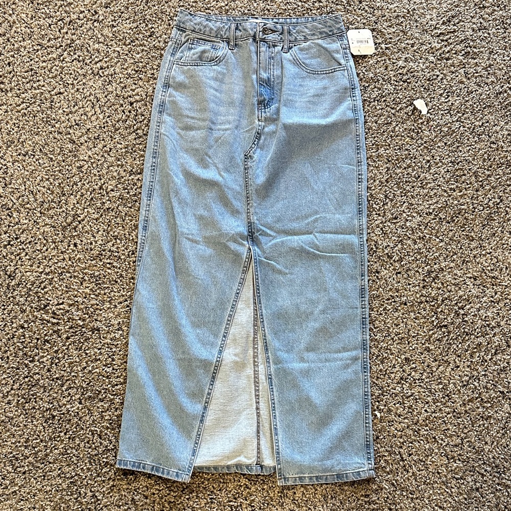 Altar'd State Light Blue Denim Maxi Skirt